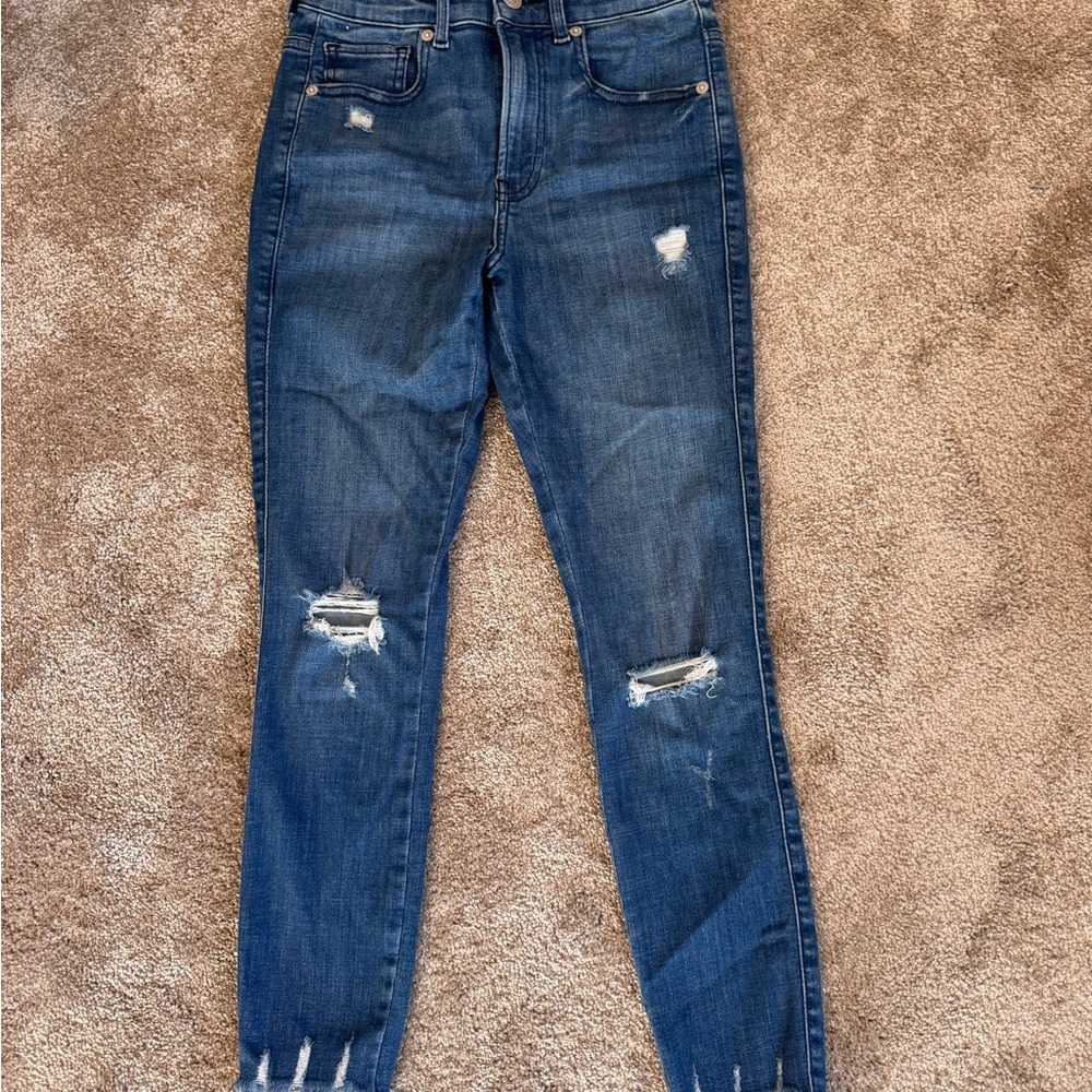 Express Women's Distressed Blue Ankle Jeans